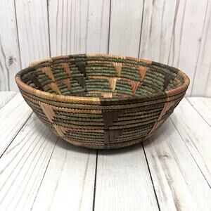 Handwoven Earthy Boho Decorative Basket Bowl Rustic Farmhouse